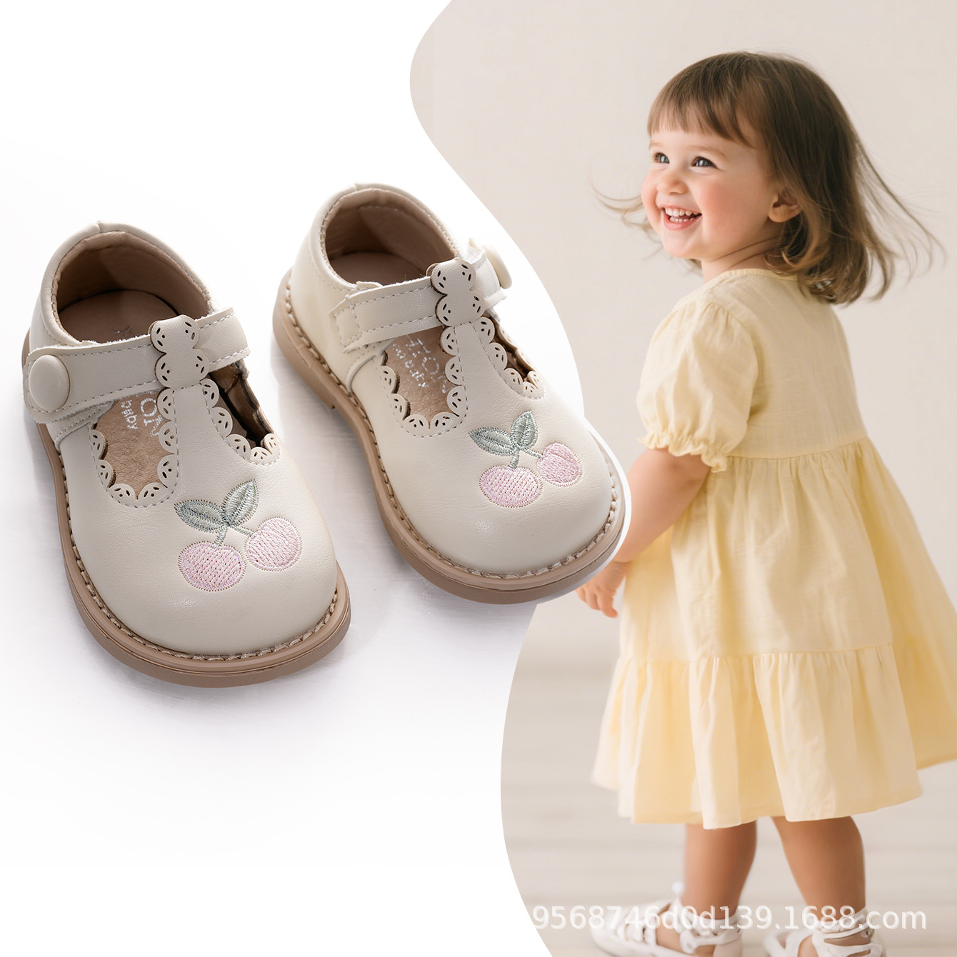 厂家直供2025秋季新款女宝宝小皮鞋刺绣花朵学步儿童公主平底小鞋
