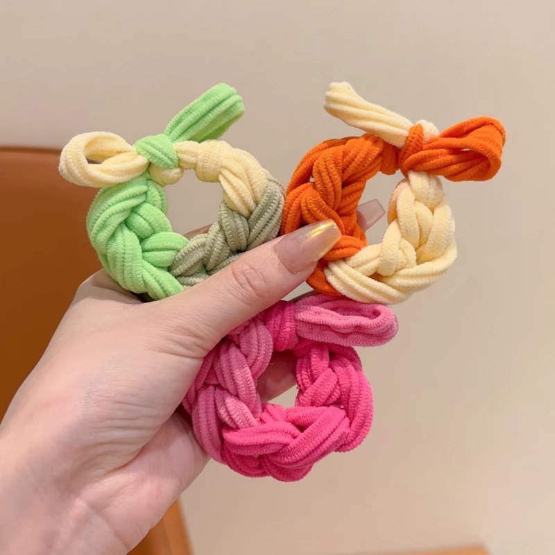 Coreano simple color de niños anillo de cabello de dopamina de alta elasticidad para niñas trenzando cuerdas de cabello gruesas para atar la banda de la cabeza