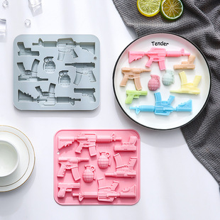 in stock 8 Gun Grenade Weapon Theme Shape Chocolate Mold Baking Cake Gum Dropping Silicone Mold