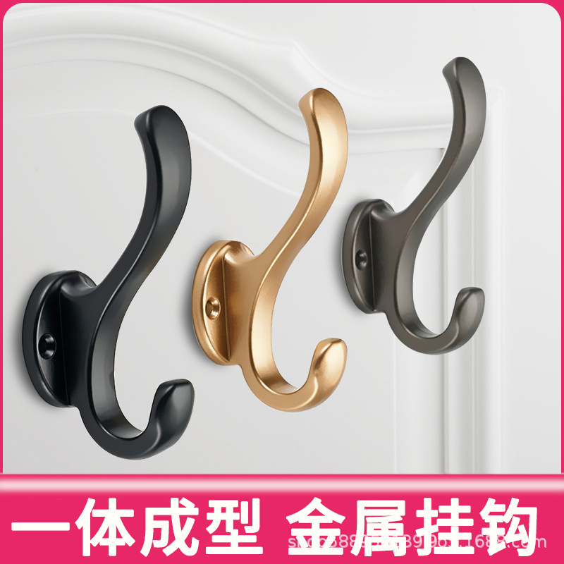 现代简约挂衣钩打孔固定卧室浴室鞋柜橱柜黑色衣帽钩进门玄关批发