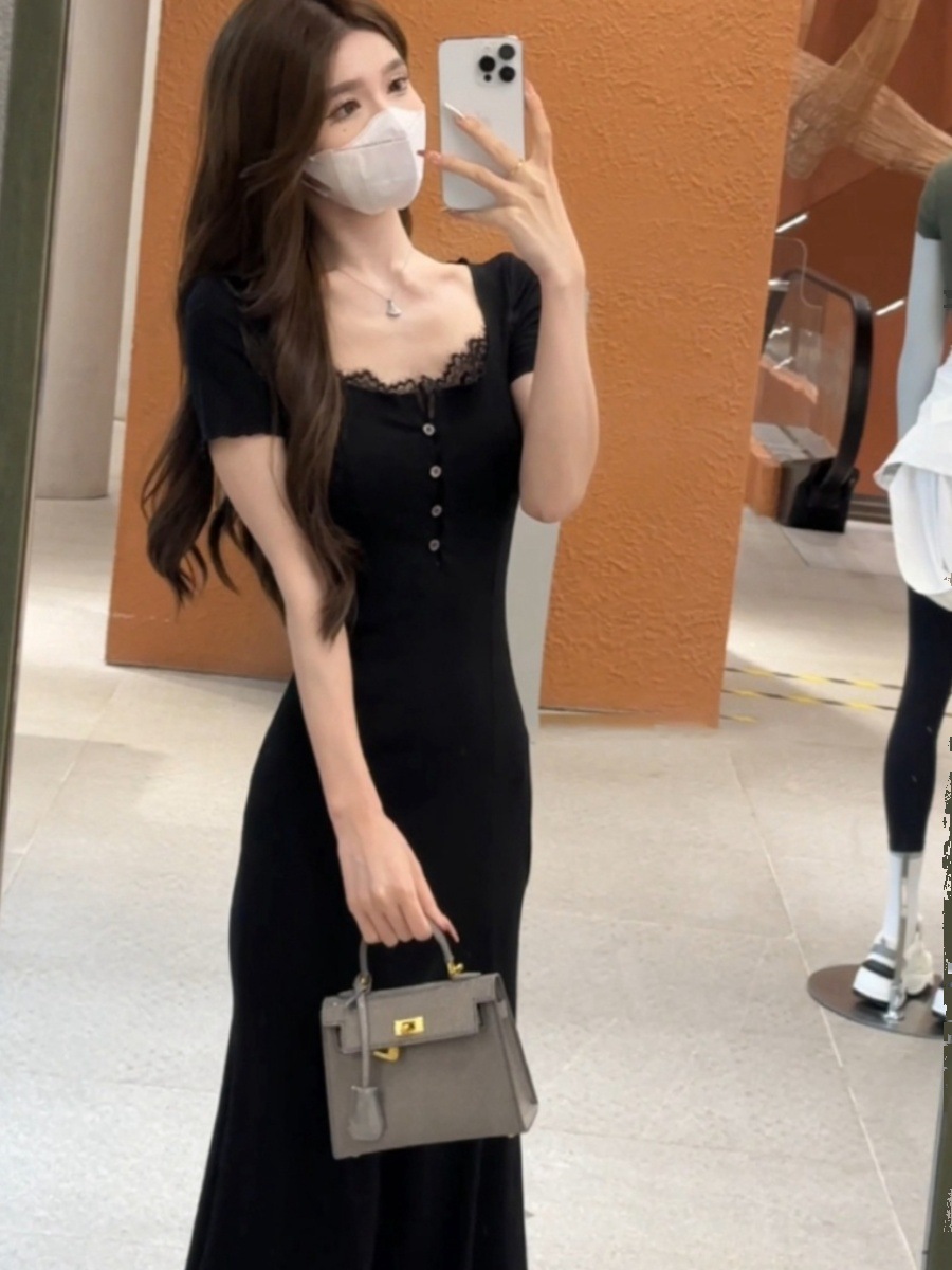 Black lace summer small design dress