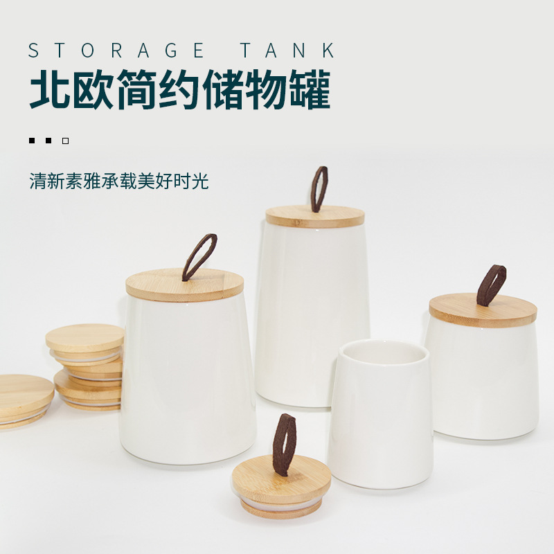 Hot Selling Ceramic Sealed Jar Coffee Jar Tea Jar with Lid Household Food Storage Box Jar Kitchen Small Storage Jar