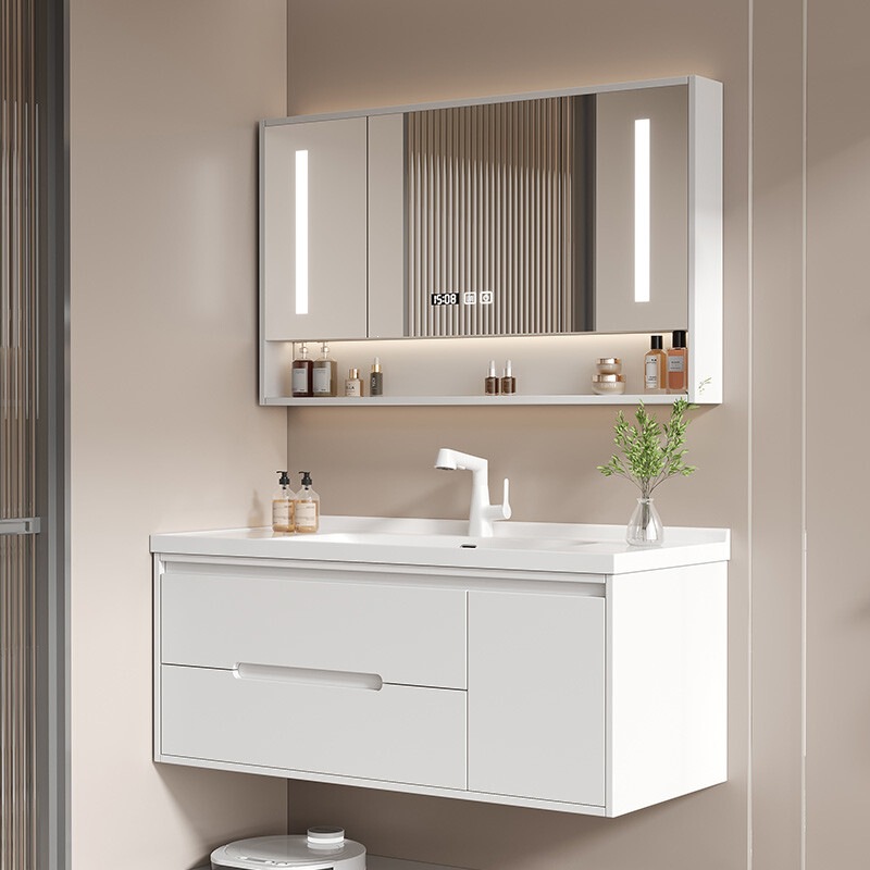 Bathroom cabinet with ceramic integrated basin, solid wood washbasin, integrated basin combination for bathroom washroom Bathroom cabinet with ceramic integrated basin, solid wood washbasin, integrated basin combination for bathroom washroom