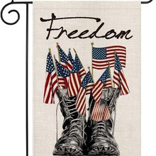 阵亡将士纪念日自由靴子花园旗帜独立日爱国美国退伍军人庭院旗