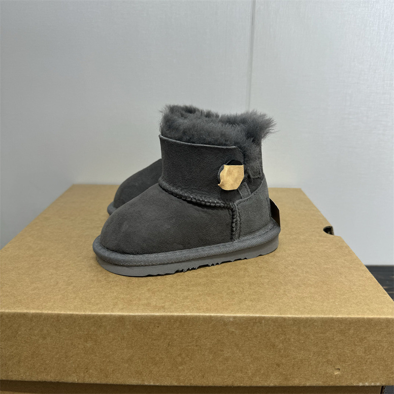 【顺丰包邮】1-3岁小童一粒扣软底宝宝鞋桑坡冬羊皮毛一体雪地靴.|undefined