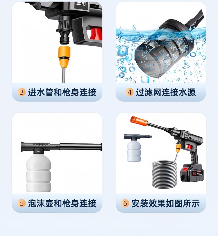 2025 new household wireless car washing machine electric powerful cleaning water gun high pressure water gun high pressure car washing spray gun