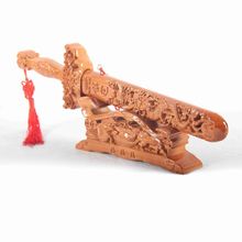 肥城真品保平安桃木剑摆件挂件木雕桃木底座随身携带居家手办实木
