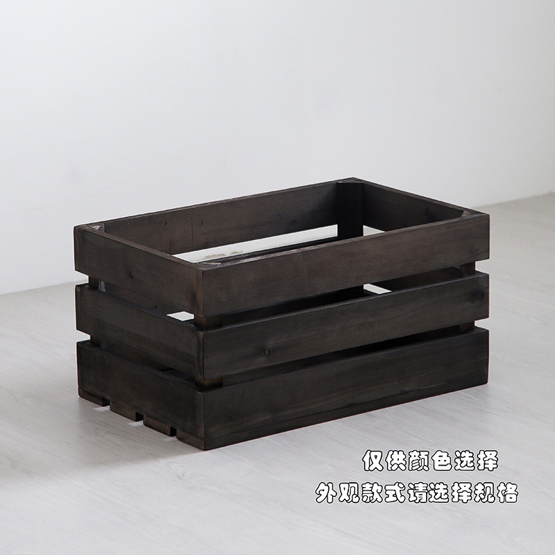 Supermercado montado caja de madera caja de almacenamiento de madera sólida caja de madera de frutas exhibición de productos de madera caja de madera retro