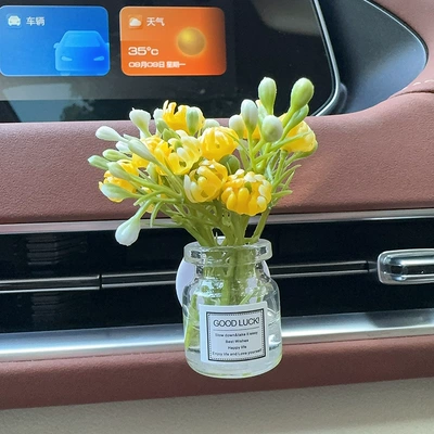 Car Air Outlet Vase Aromatherapy: Car Perfume Aromatherapy - yellow-jasmine-vase-with-one-air-outlet-aromatherapy-light-flavor