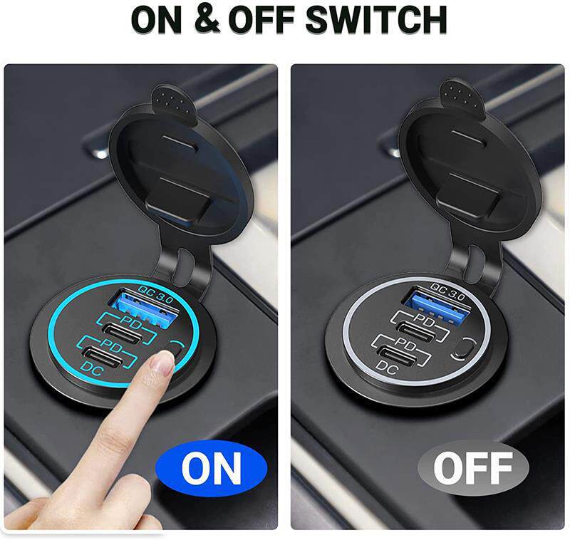 Motorcycle modified USB fast-charging car charger with waterproof cover, vehicle charging port, universal charger for cars and trucks