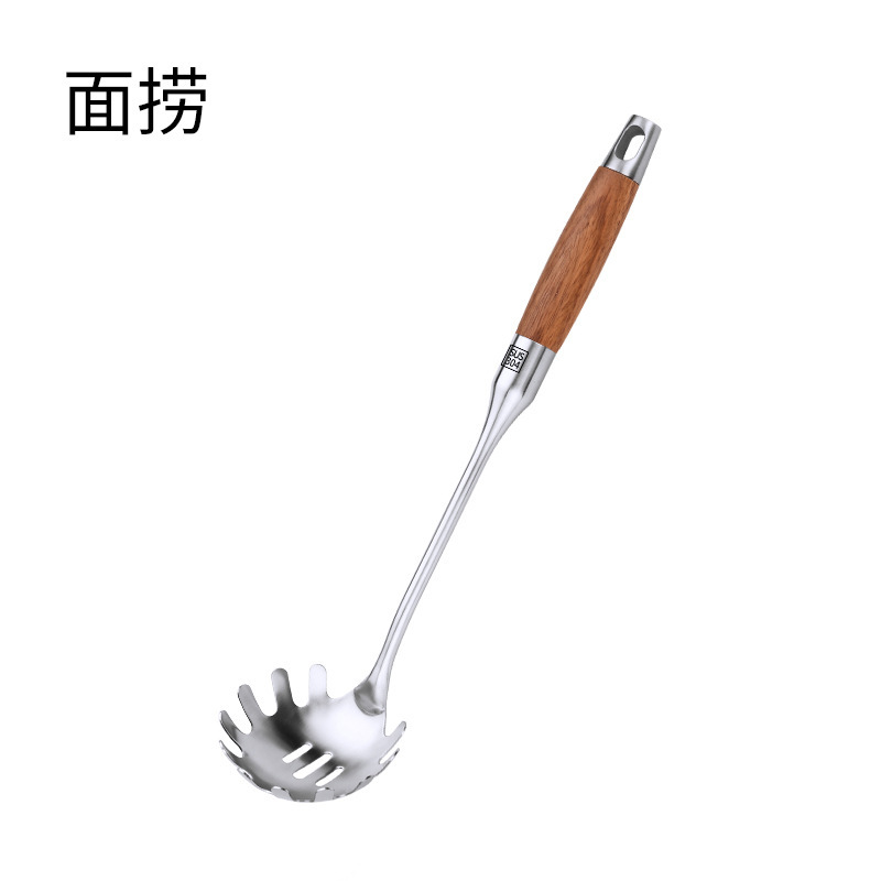 304 ステンレス鋼ローズウッドハンドルスパチュラ調理スパチュラスープスプーンザル高級ギフトキッチン用品 7 点セット|undefined