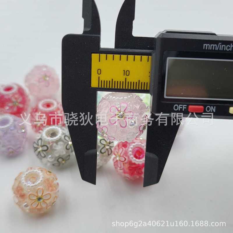 镶花瓣直孔串珠手工软陶花朵球DIY手机链手链项链饰品配件|undefined
