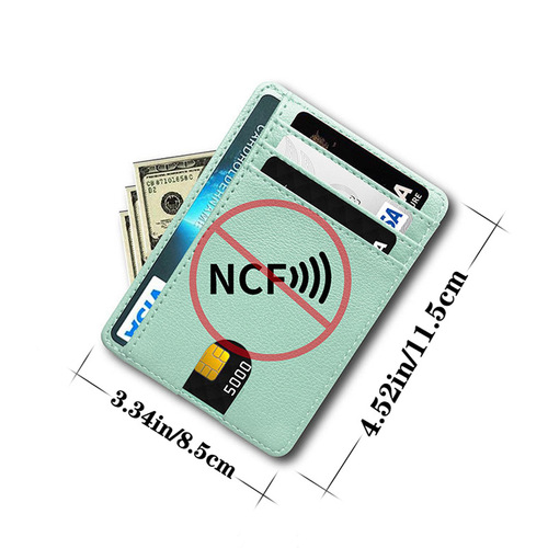 RFID anti-degaussing card holder, multi-slot PU leather card holder, universal portable compact driver's license card holder for men and women