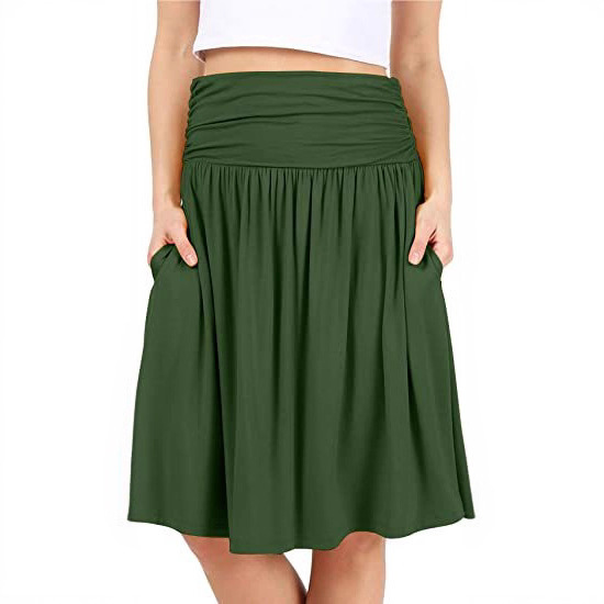 Hot Selling Amazon Ebay Cross-Border European and American Clothing Pleated Flowing Mid-Length Skirt
