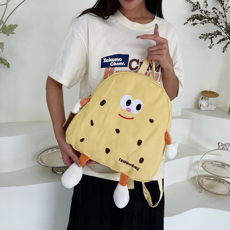 Borsa in tela di formaggio carina Instagram coreana per ragazze morbide, borsa da scuola per bambini, zaino versatile di grande capacità_voghion.com