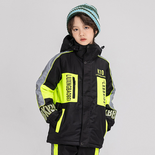 New children's ski suit for boys and girls, winter outdoor windproof and water-resistant, warm and thick ski jacket