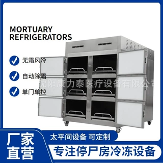 Morgue freezer 压缩机置顶6门尸体冷藏箱 太平间存尸柜6人停尸箱