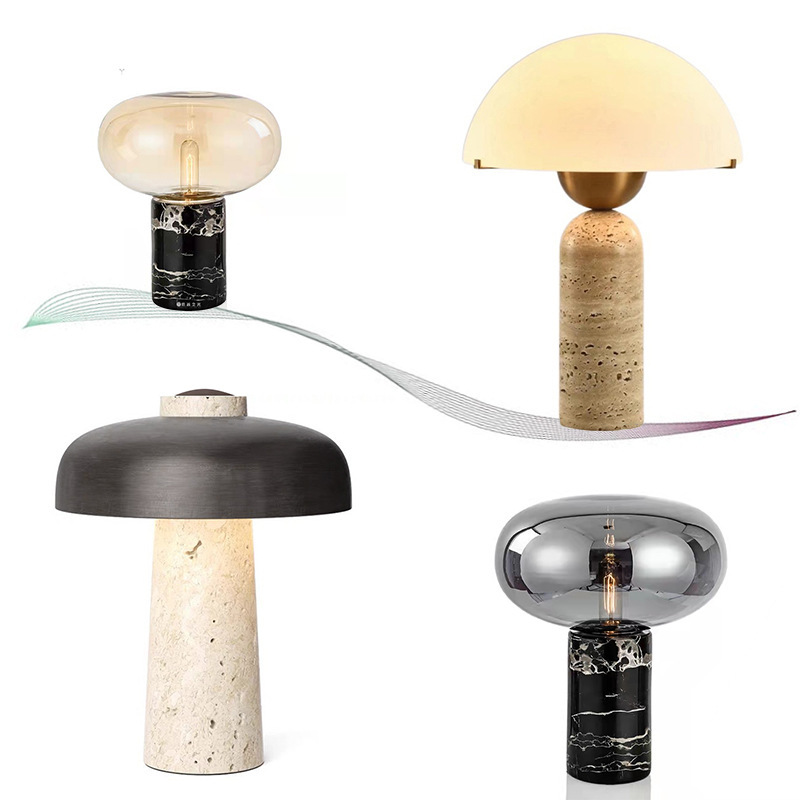 Light Luxury Ins-Style New Mushroom Lamp, Post-Modern Minimalist Designer Bedroom Bedside Lamp, Living Room Decorative Glass Table Lamp