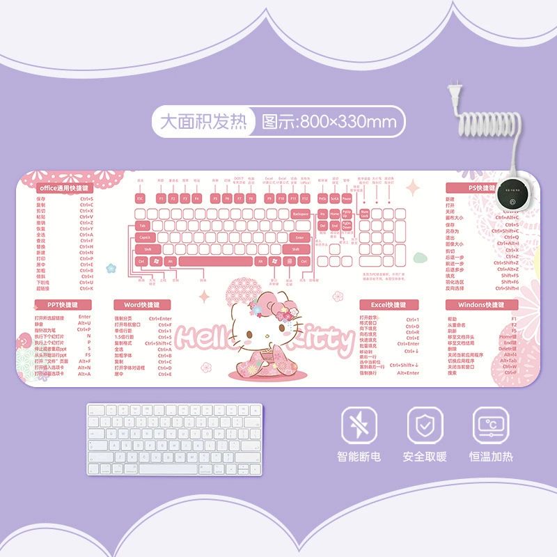 Hello kitty, table mat writing, table teaching laptop, mouse