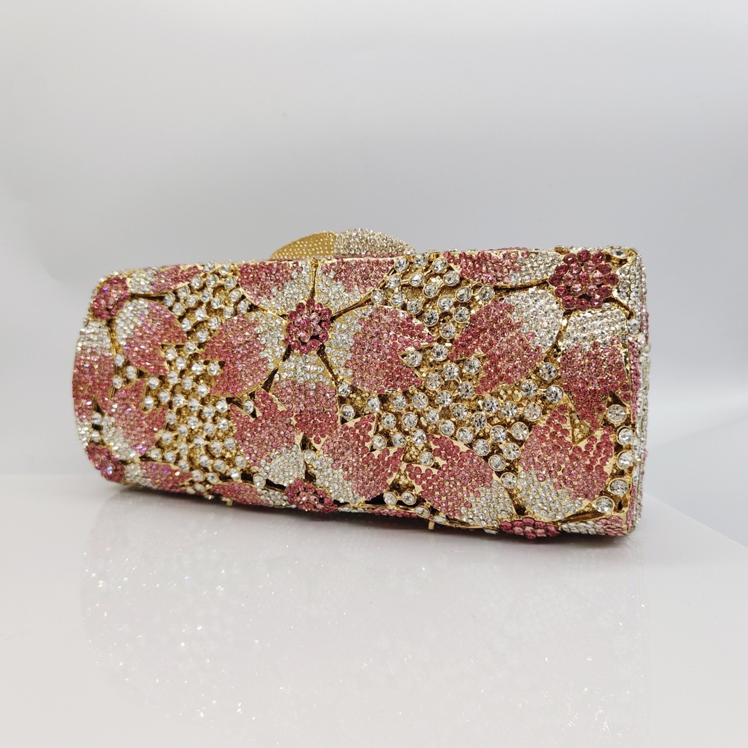 Nuevo bolso de cerezo con diamantes, bolso de diamantes, bolso de mujer, bolsa de embrague, papel duro tejido