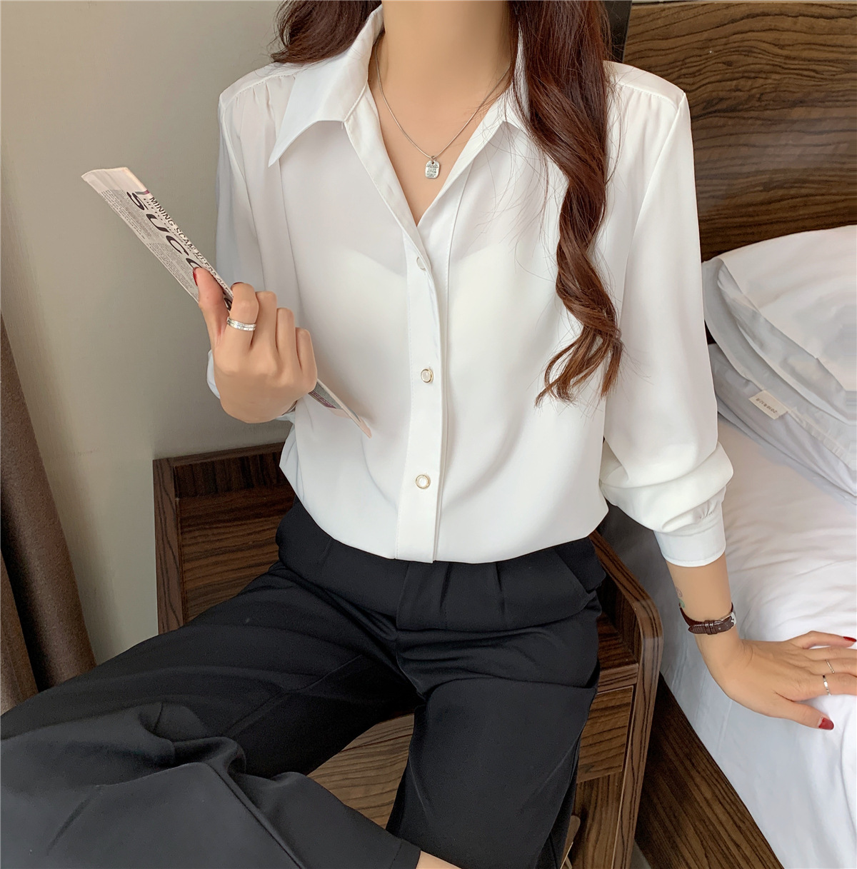 loose drape long-sleeved shirt Nihaostyles wholesale clothing vendor NSFYF76642