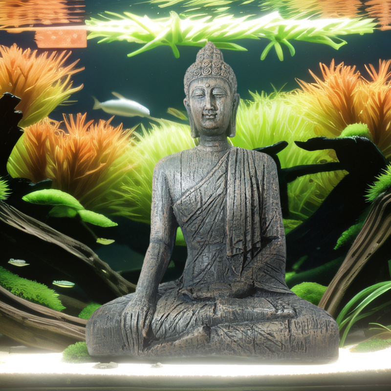 Estatua de Buda acuario paisaje decoración resina decoración creativa nueva sala de estar China gran estatua de Buda decoración pasillo Decoración
