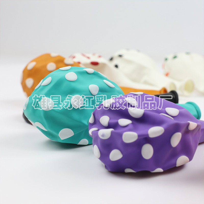 12 pulgadas ondulado punto de globo espeso punto de color globo impreso globo de látex redondo