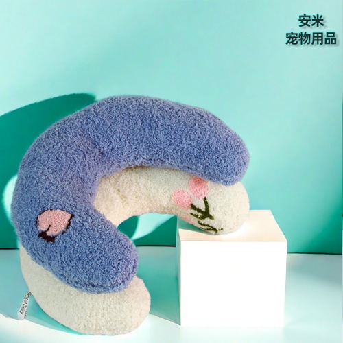 Pet Pillow U-Shaped Half-Moon Cushion for Neck Support, Cat-shaped Pillow, Soft & Comfortable Plush Sleeping Toy