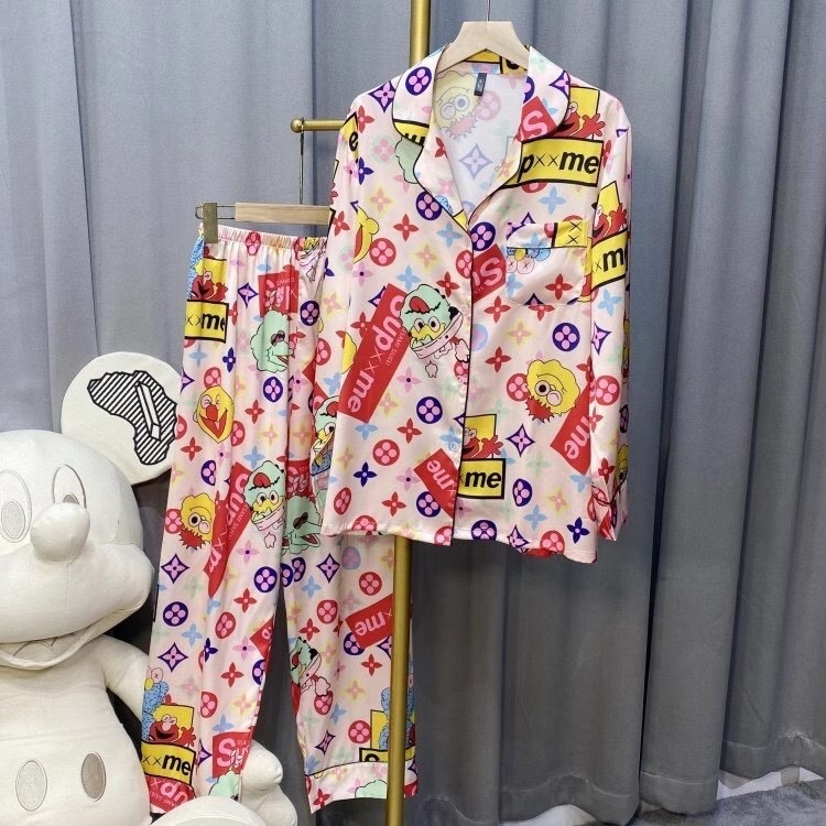 21 New satin chiffon double long pajamas suit pajamas home clothes wholesale