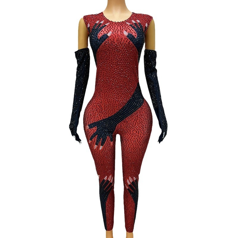 Halloween vestido de fiesta de noche atmósfera vestido negro impresión de la mano diseño apretado mono adelgazante slim fit