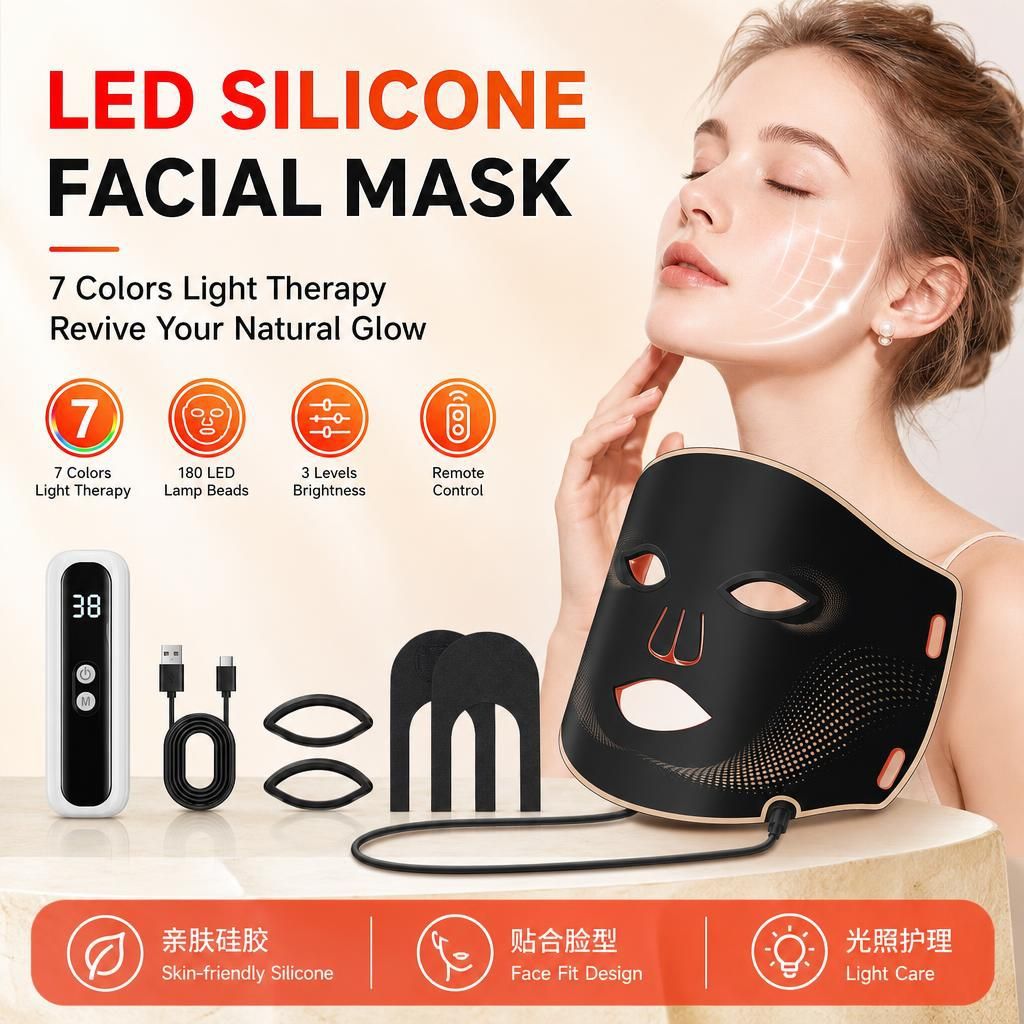 Cross-Border New Product Red Light Silicone Beauty Device Led Mask Home-Use Large Panel Light Infrared Photon Beauty Mask