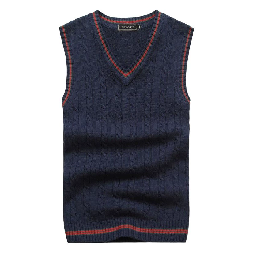 Мужской шерстяной жилет в Корейском стиле, мужской вязаный шерстяной жилет, приталенный молодежный жилет-свитер без рукавов с V-образным вырезом, модный шерстяной жилет