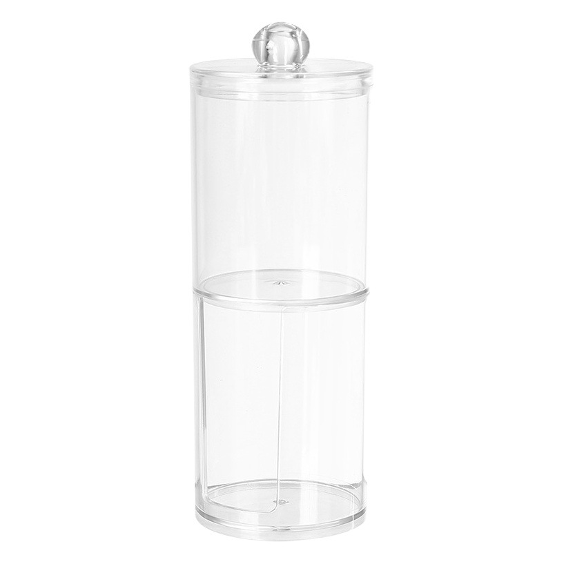 Caja de hisopo de algodón redondo transparente de doble capa soporte de hisopo de algodón dos en uno removedor de maquillaje de escritorio doméstico joyería de algodón caja de almacenamiento de algodón cosmético