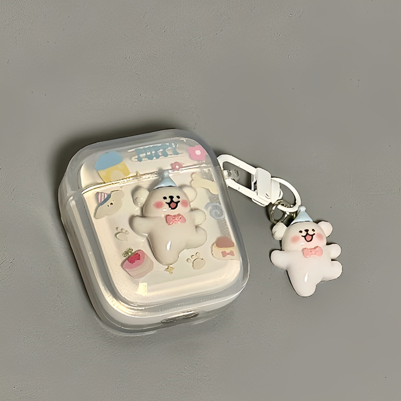 Suitable for Airpods4 earphone protective case cute happy dog apple earphone case AirPods1/2 generation protection