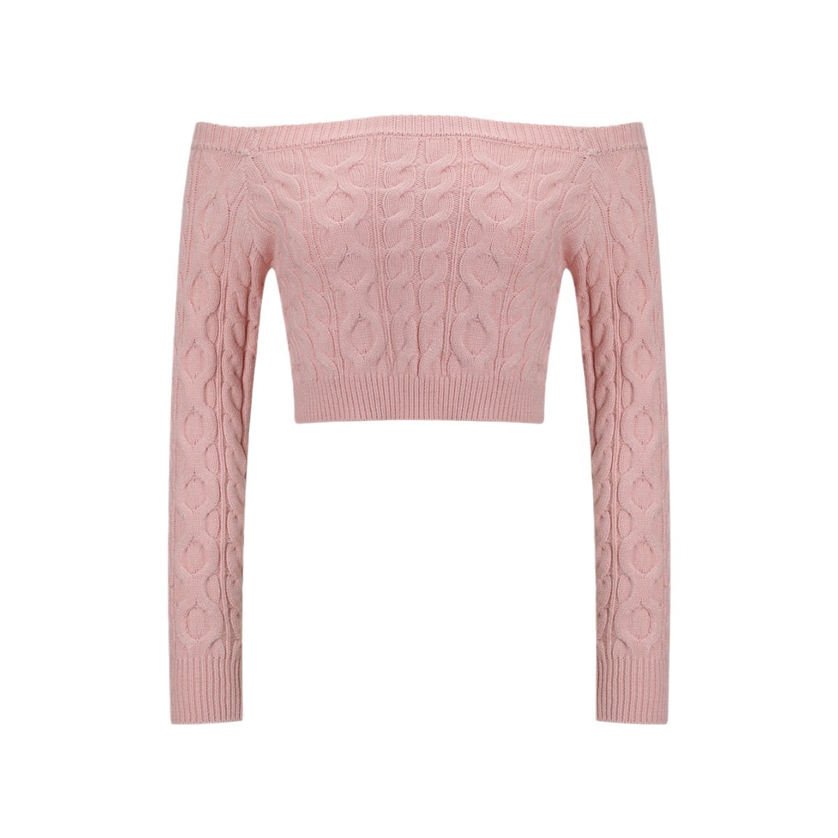 Pull court slim à col unique et élégant pour femme, tricot torsadé de pâte frite, nouvelle collection automne et hiver_voghion.com