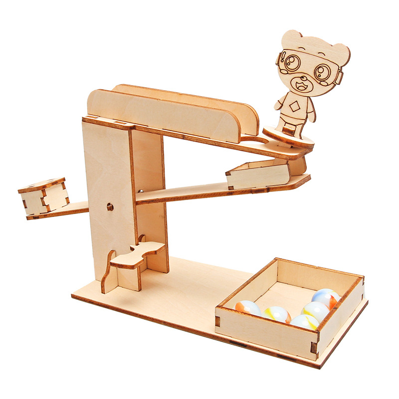 Estudiante de madera tecnología de bricolaje pequeña producción pequeña invención bola rockero niños material ensamblado a mano paquete rompecabezas