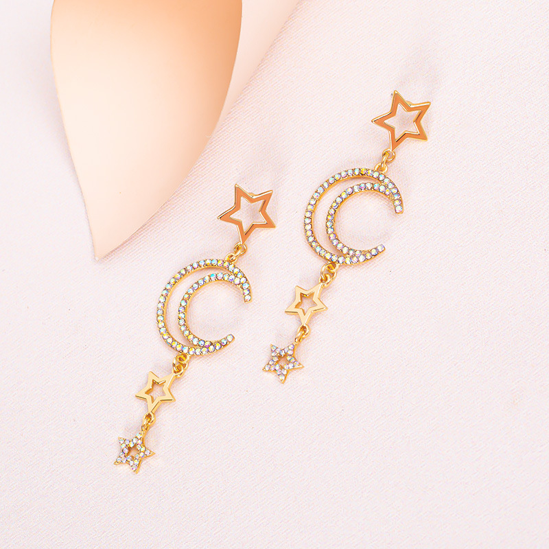 European and American new star moon earrings alloy diamond earringspicture6