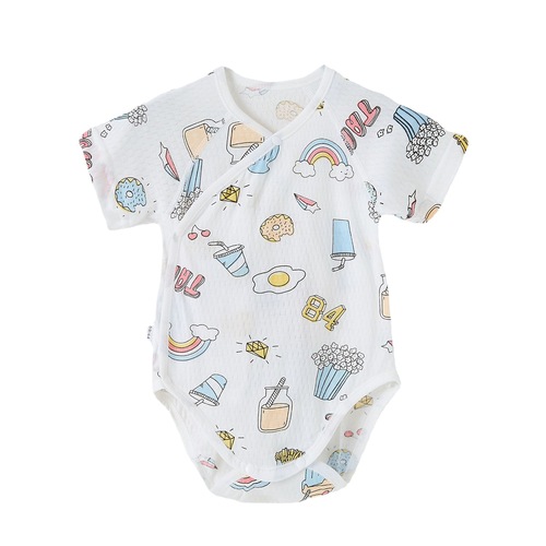 Baby one-piece cotton short-sleeve triangle top, boneless thin newborn infant Category A summer crawling suit, diaper cover.