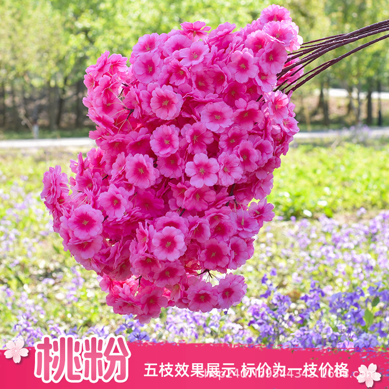 Simulación de flores de cereza flores de melocotón flores de pera flores de ciruela flores de bodas flores falsas vid decoración jardín balcón red de manglares paisaje de pared