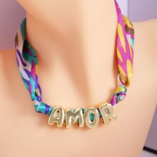 跨境热销新款光面泡泡26个英文字母吊坠铜镀金简约流行项链手配件