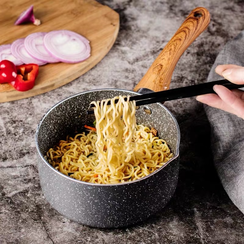 Suministro directo de fábrica hogar sartén antiadherente fideos instantáneos olla maifan piedra recubierta olla de leche doble cocina de inducción inferior disponible