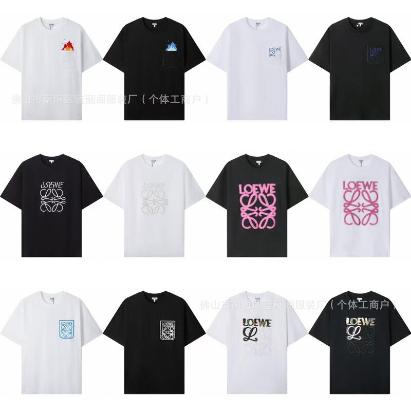 Correct Version Loe 24Ss New Pocket Embroidery Classic Logo Unisex Loose Casual Couple Short-Sleeve T-Shirt Correct Version Loe 24Ss New Pocket Embroidery Classic Logo Unisex Loose Casual Couple Short-Sleeve T-Shirt