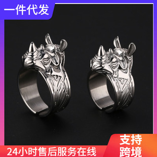 New men's and women's portable personalized self-defense anti-wolf rhinoceros hidden device creative fight legal self-defense finger Tiger Ring