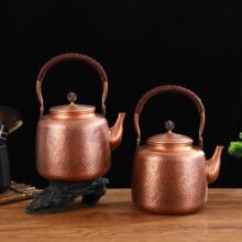 手工捶打家用中式茶水壶锤纹加厚紫铜壶大容量2200毫升复古烧水壶
