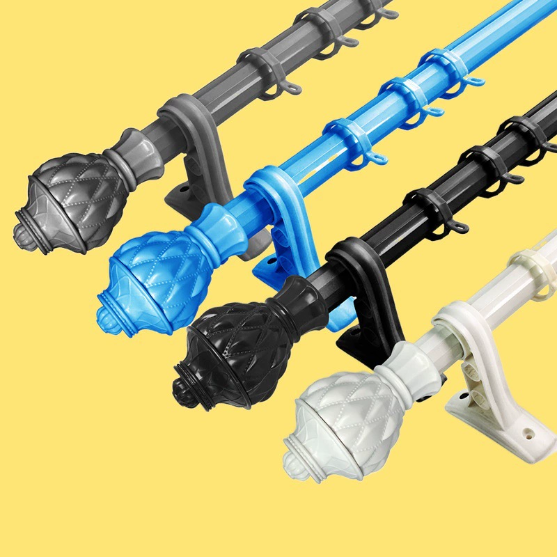 Шторы римский полюс цинкового сплава один стержень двойной дорожки кронштейн для спальни гостиная черно-белый крюк перфорированный полный комплект аксессуаров