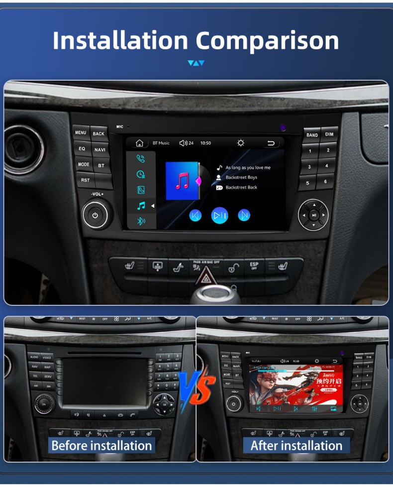 7inch Suitable for Mercedes-Benz E-Class W211 Car Central Control Large Screen Navigation Carplay Player