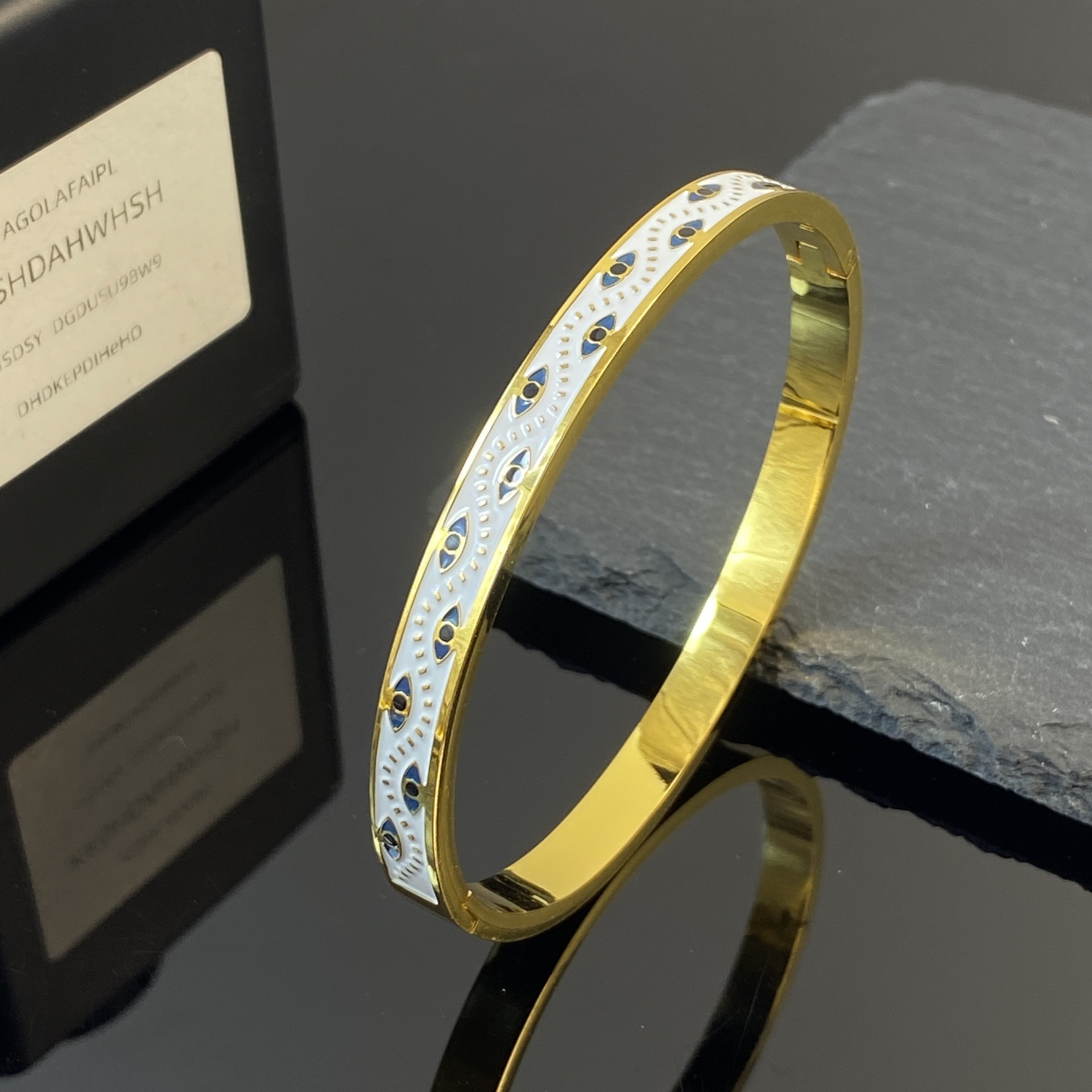 Pulseras de acero de titanio de estilo retro goteo de aceite de color abstracto hermoso color contrastante no se desvanecen combinación de pulseras mujeres