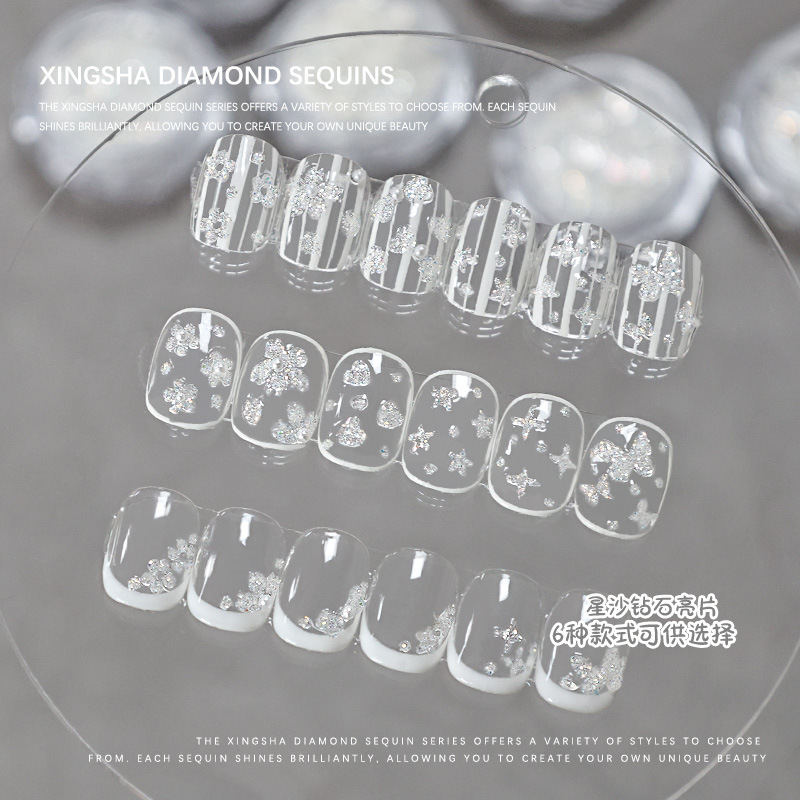 Nail Art Accessories Diamond Star Yarn Heart Marquise Large Butterfly Pentagram Four-Pointed Star Crushed Diamond Irregular Nail Star Sand Sequins