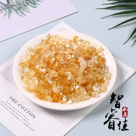 厂家批发巴西黄水晶碎石 香薰石黄水晶小颗粒供佛消磁石鱼缸石批