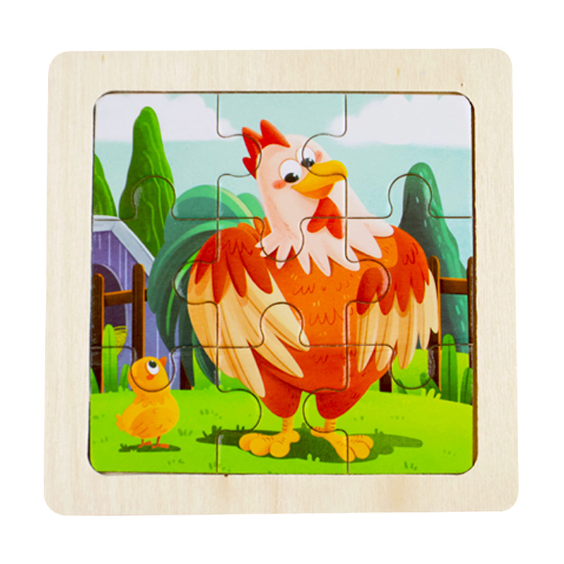 Fábrica directa de niños pequeños 9 piezas de dibujos animados de madera plano rompecabezas puzzle puzzle juguetes de educación temprana para bebés image 14